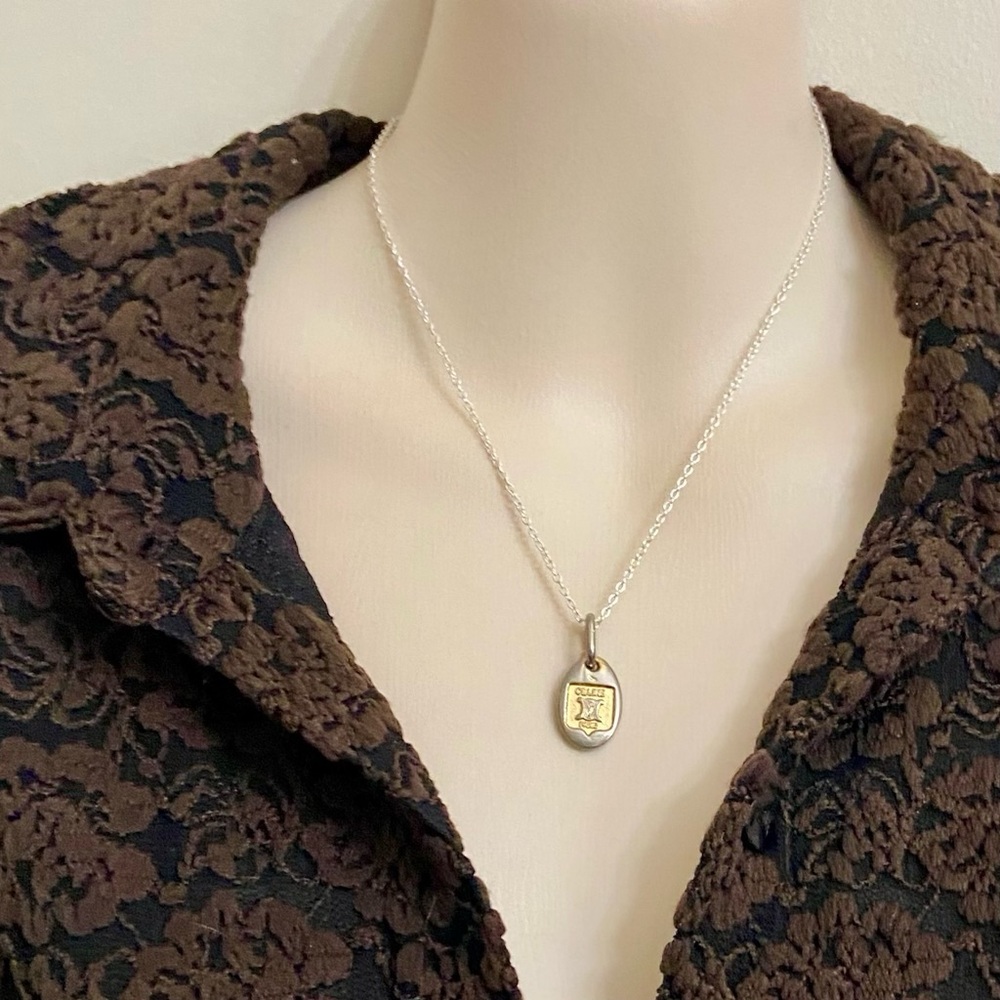 Vintage Celine Silver-Gold Pendant Charm Necklace - Picture 7 of 9